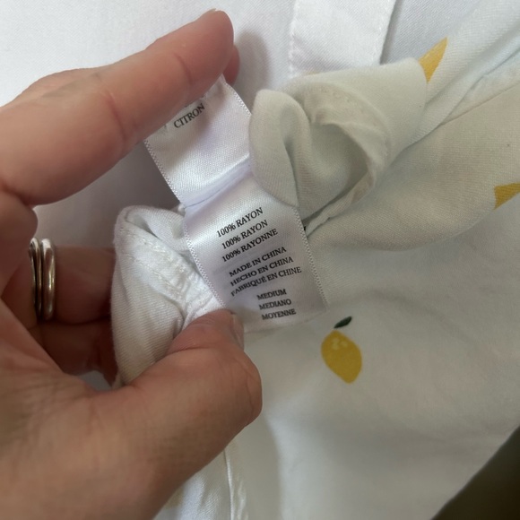 RAILS - Rosci Citron Lemon Print Rayon Button Front Shirt Medium - Picture 8 of 10